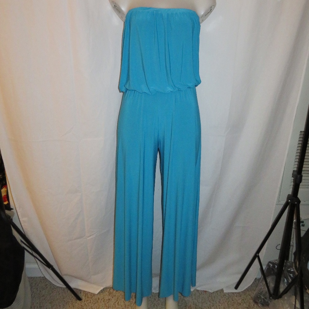 BODY LANGUAGE SILKY BLUE STRAPLESS JUMPSUIT M